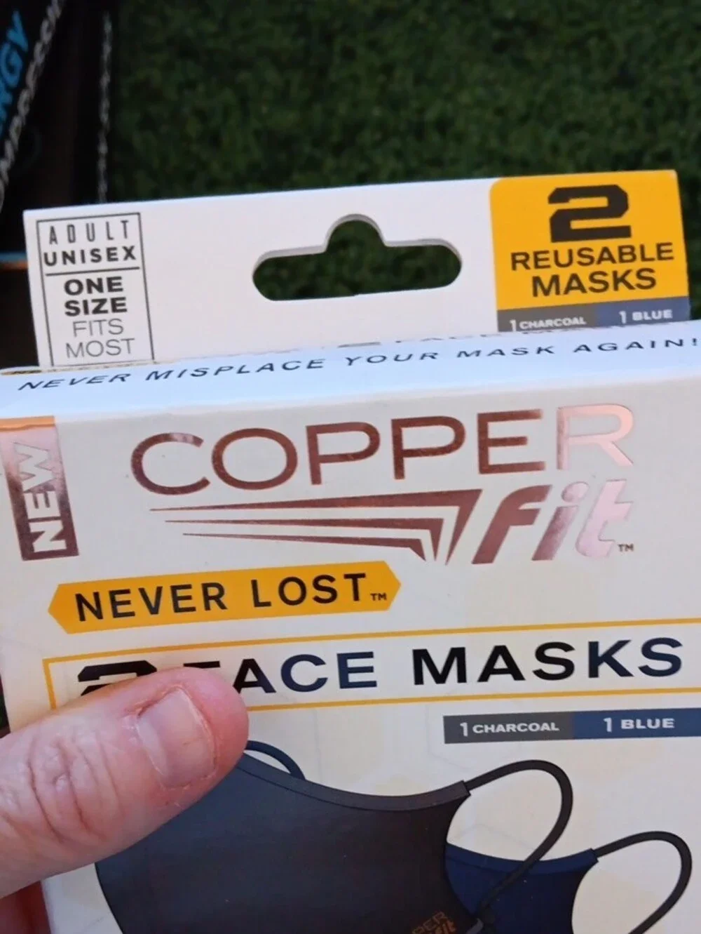 Copper Fit Women’s Face Masks - Charcoal & Blue (2-Pack)