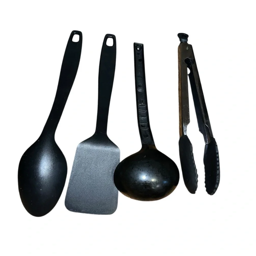 Faberware black tongs ladel serving spoon spatula Cooking Utensils lot nylon