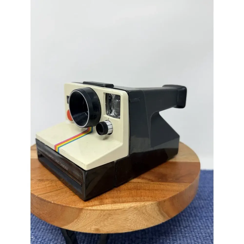 Vintage Polaroid Land Camera One Step Instant Rainbow Stripe Film Strap Display