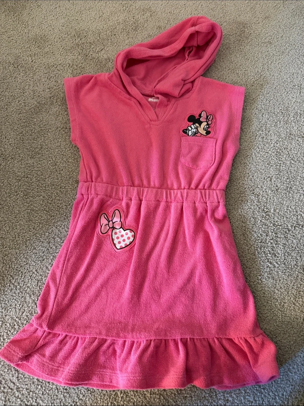 Disney Pink Minnie Mouse Hooded Kids Swim Coverup