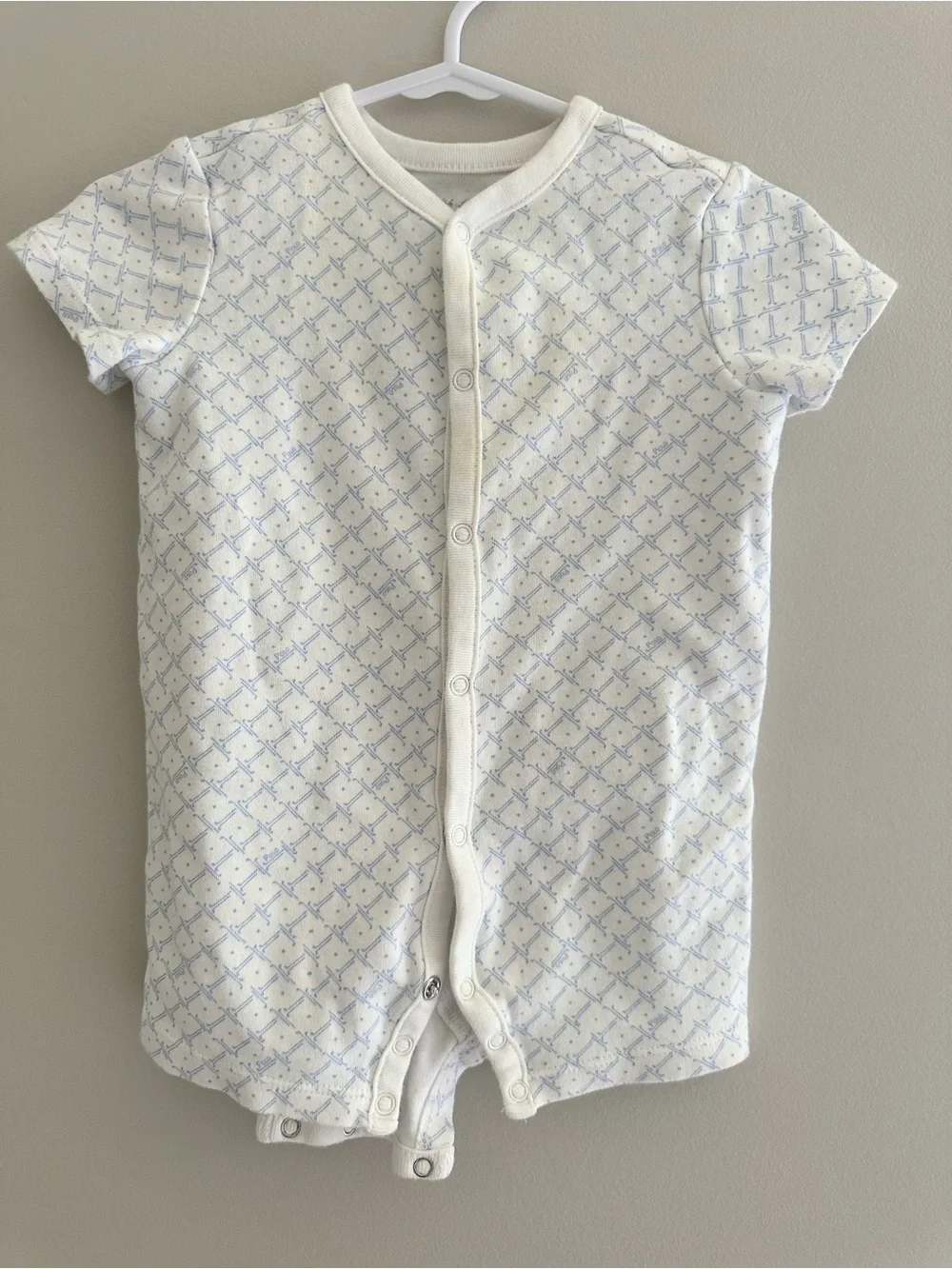 Ralph Lauren Logo Print Short-Sleeve Romper, Size 6 Months
