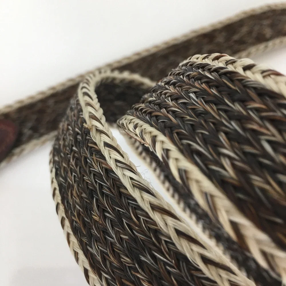 Western Leather & Horse Hair Belt Matching Leg Strap/Hat Band Rodeo Equestrian