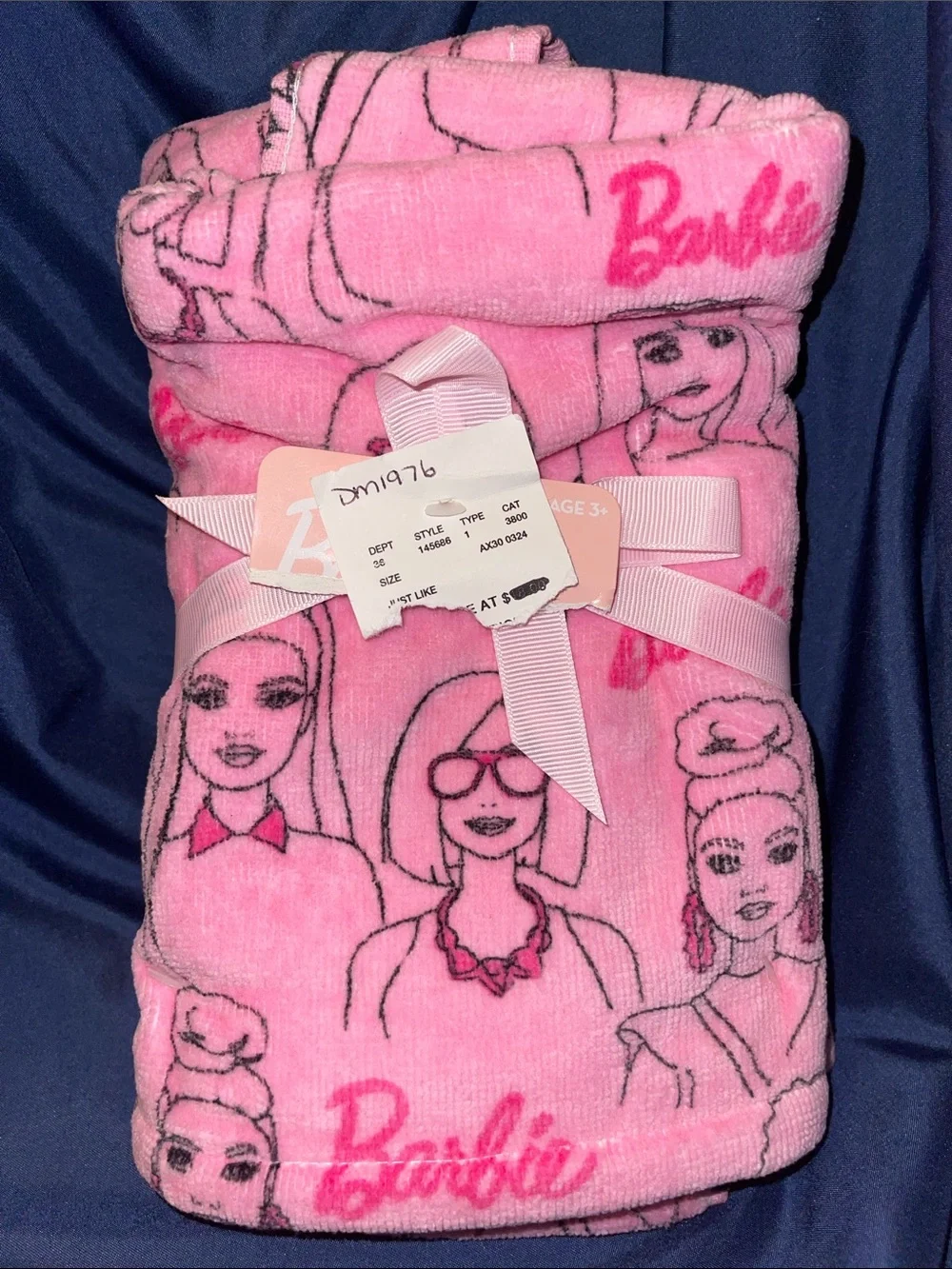 Barbie Set of 2 Pink Hand Towels with Barbie Decor