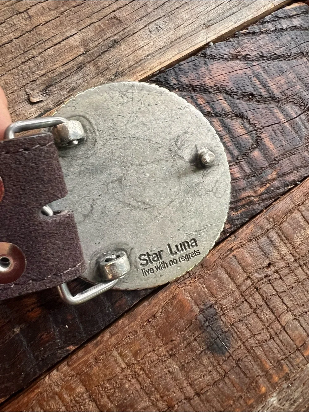 Men’s  Brown Leather Belt with Decorative Silver-Tone Buckle