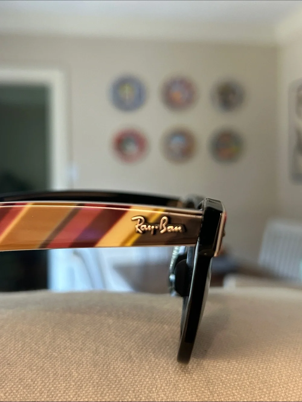 Ray-Ban Black Sunglasses with Yellow,Orange,Red &Purple Stripes (prescription)