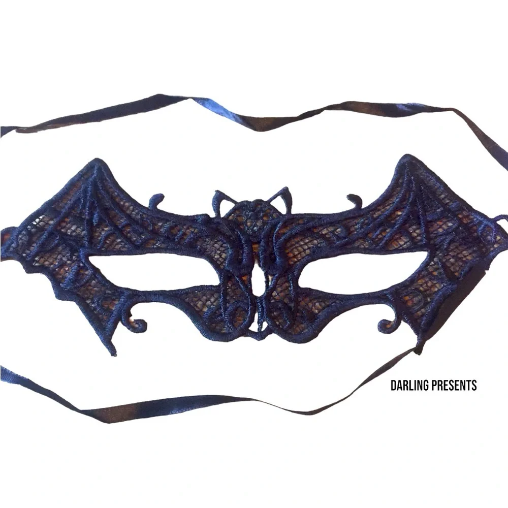 Bat Lace Face Mask Unisex Color Black Size OS