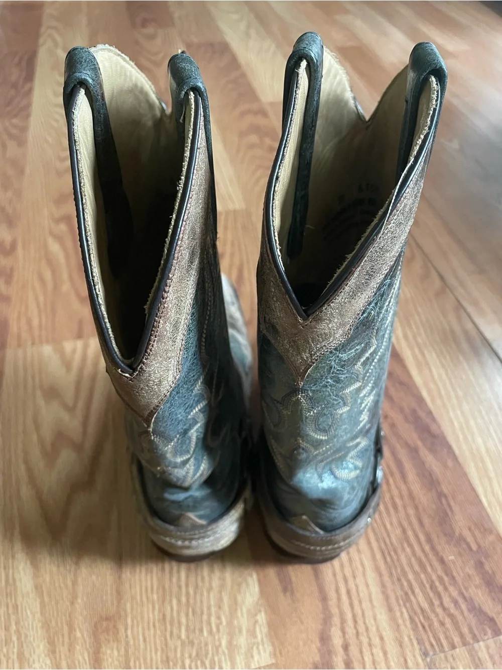 STETSON Outlaw Harness Boots Distressed Dark   Charcoal Blue Gray Men US 9.5 D