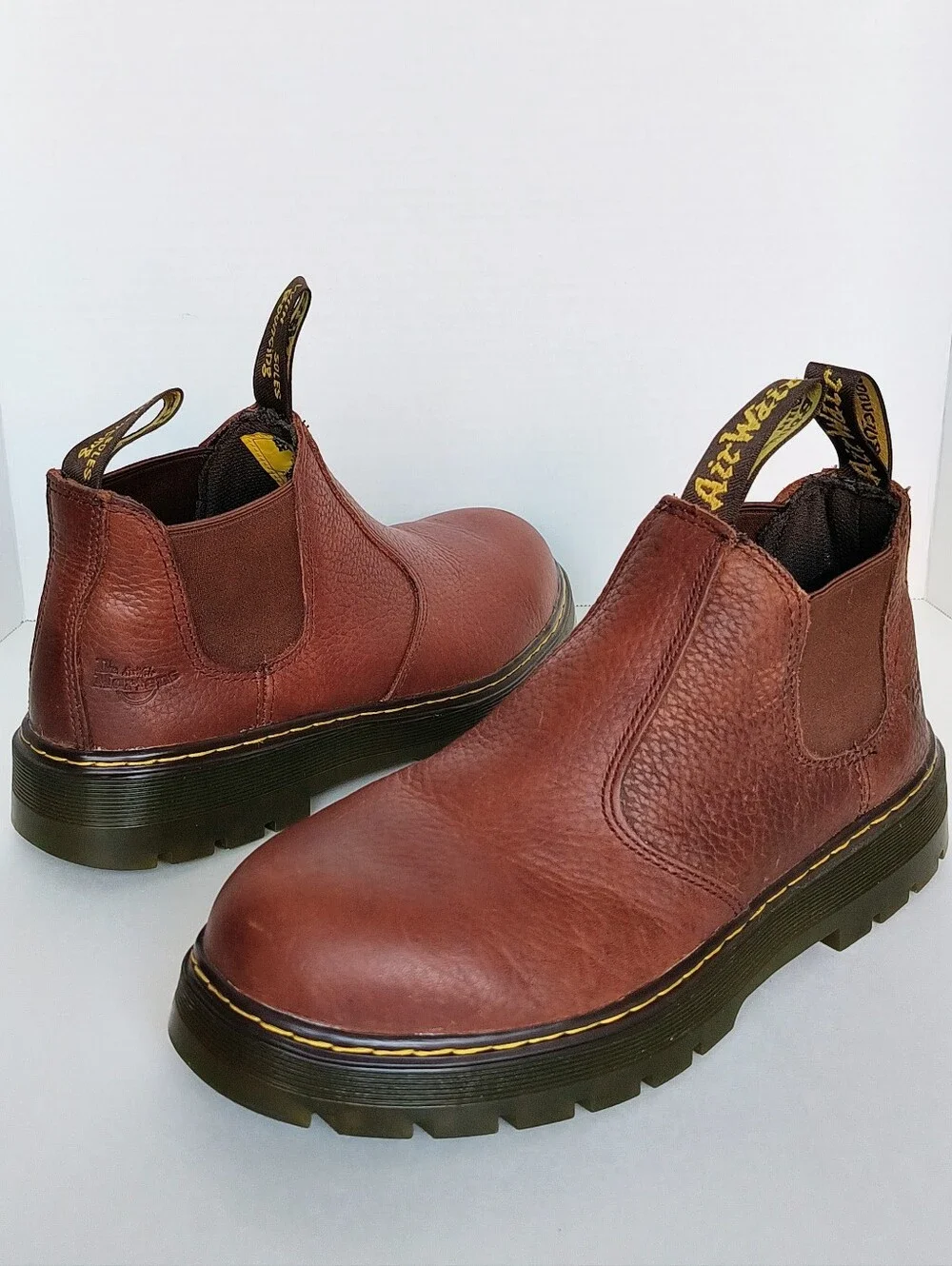 Like New Dr.Martens Rivet Steel Toe Chelsea Lug Sole Pull-On Work Boots