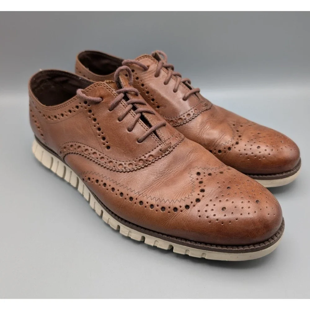 Cole Haan Zerogrand Men's 12M Wingtip Oxford Brown Shoes - C14493