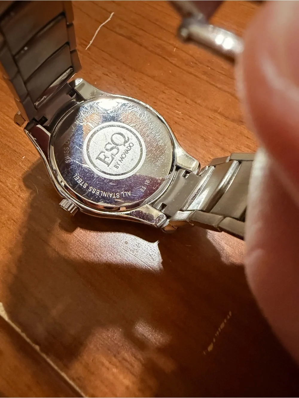 Movado ESQ Silver Watch with Black Dial