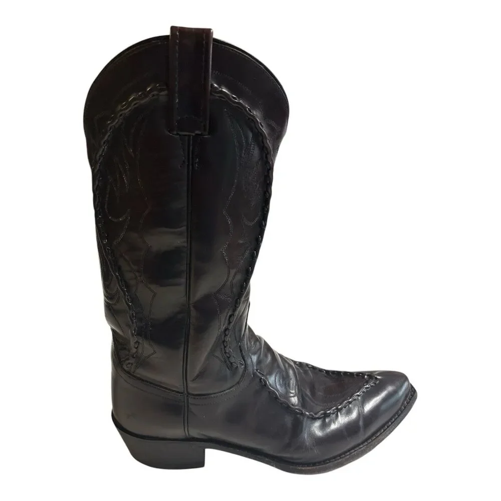 Vtg Dan Post Western Boots Mens 10D Mignon Black Cherry Bucklace Cowboy DP26679