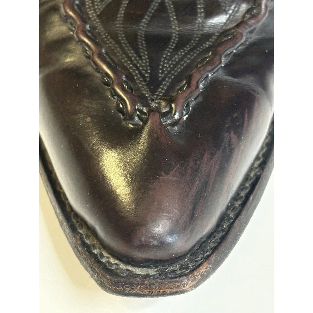 Vtg Dan Post Western Boots Mens 10D Mignon Black Cherry Bucklace Cowboy DP26679