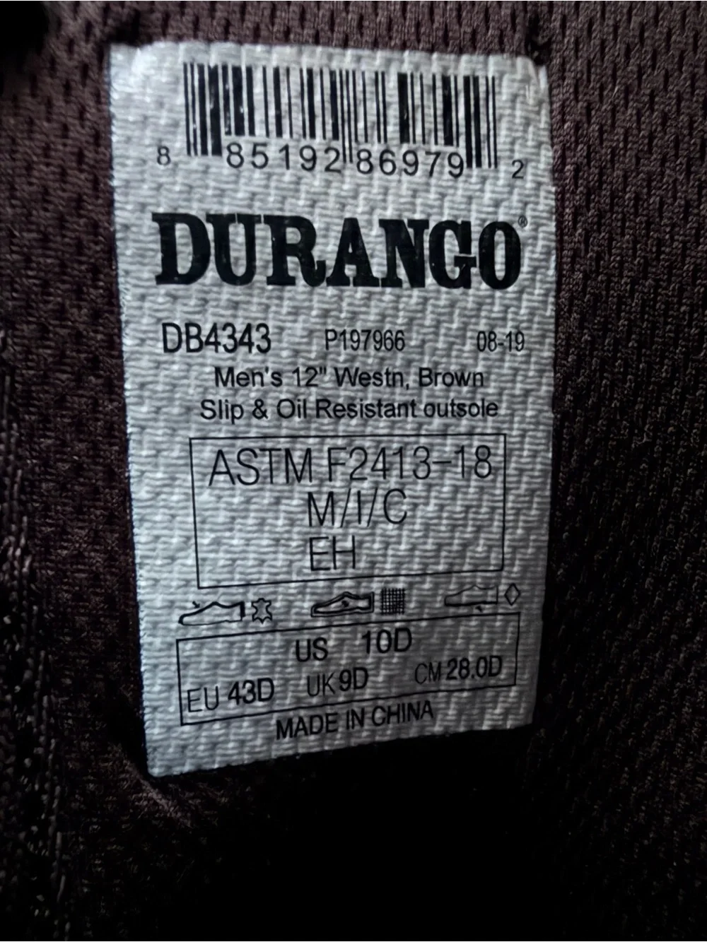 Durango Rebel Steel Toe Western Work Boots Men’s 10D