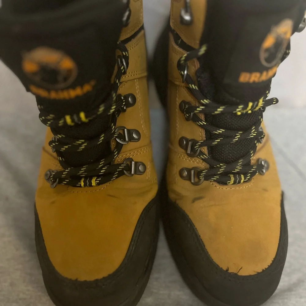 Brahma  Men’s Hightop‎ Steel Toe Work Boots . Safety Size 7.5   gold brown