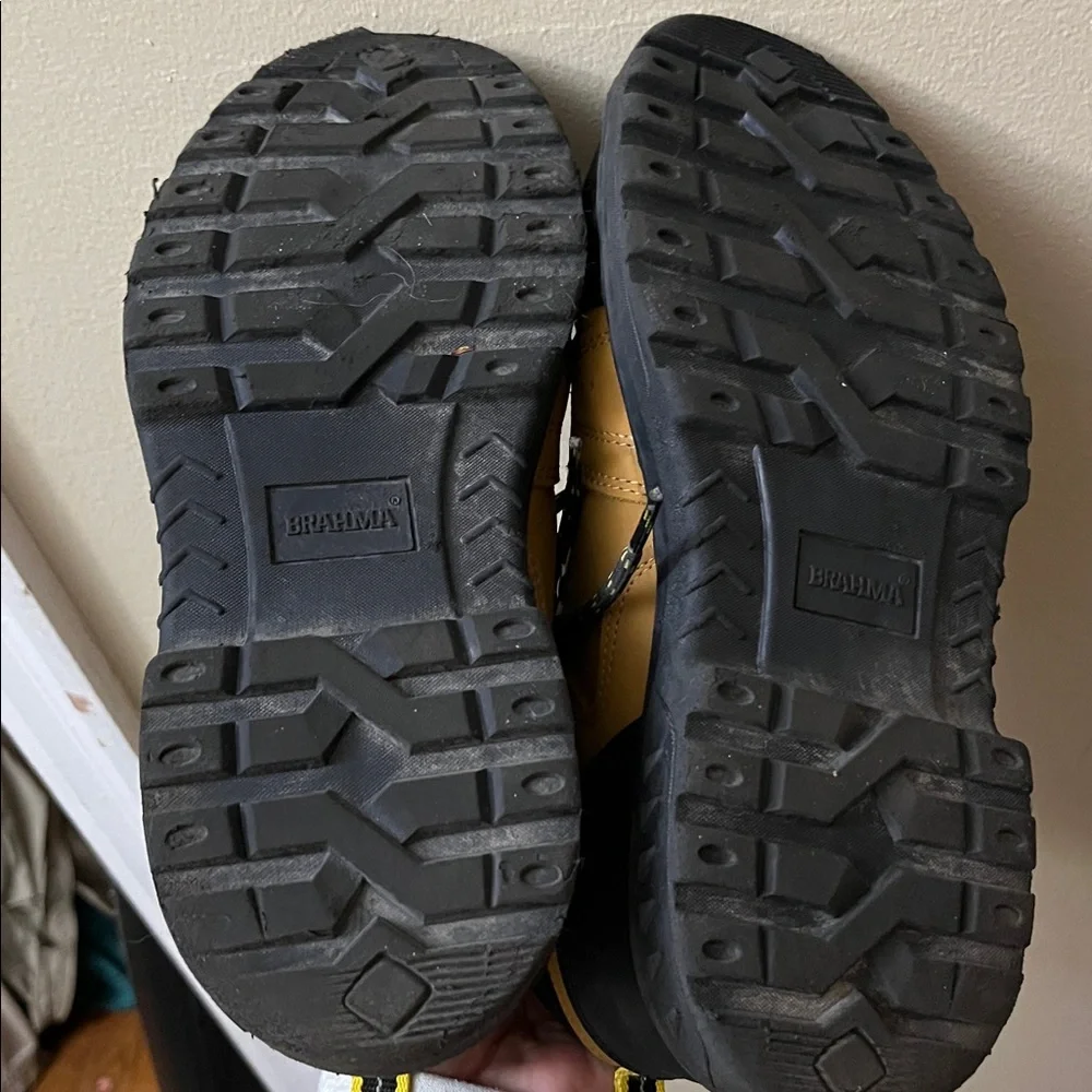 Brahma  Men’s Hightop‎ Steel Toe Work Boots . Safety Size 7.5   gold brown