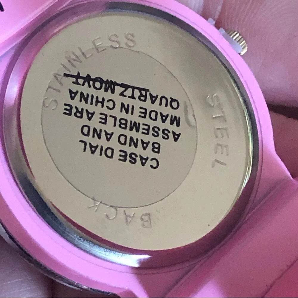 Ladies Geneva bubblegum pink soft silicone cuff watch