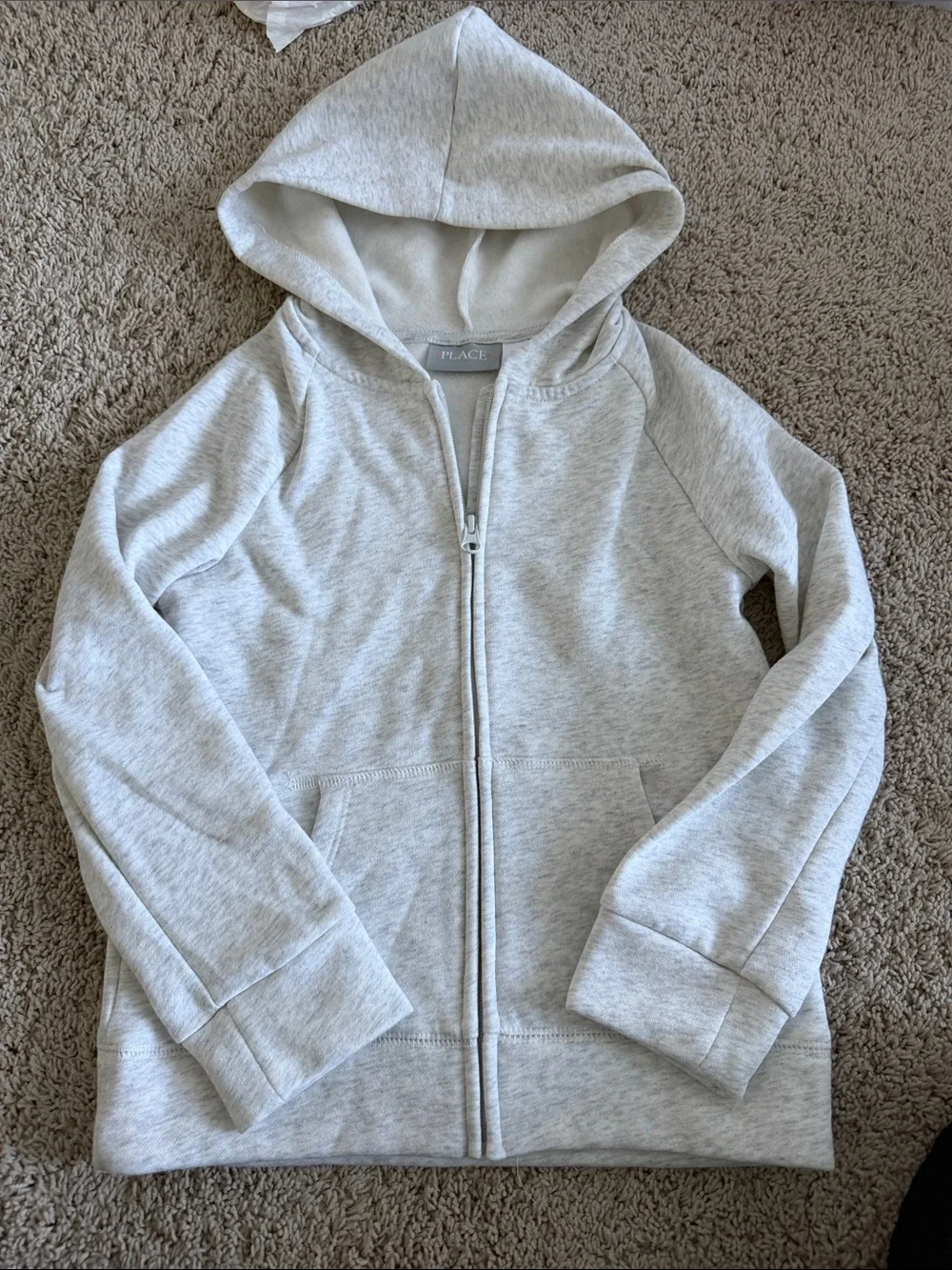 NWOT Children's Place girls Light Heather Gray Full-Zip Hoodie size 7/8 medium