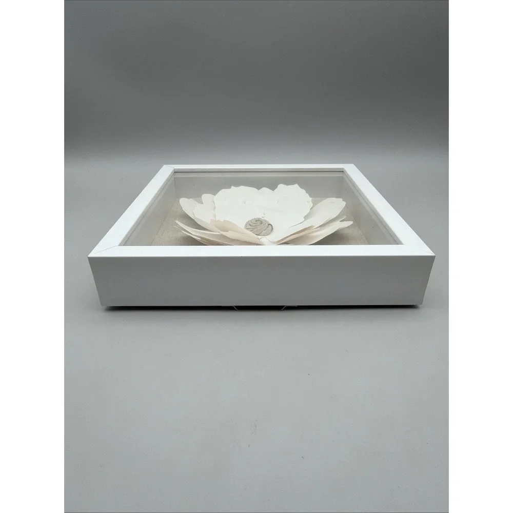3D Floral Shadow Box Wall Art White Flower Farmhouse Cottage Decor 11