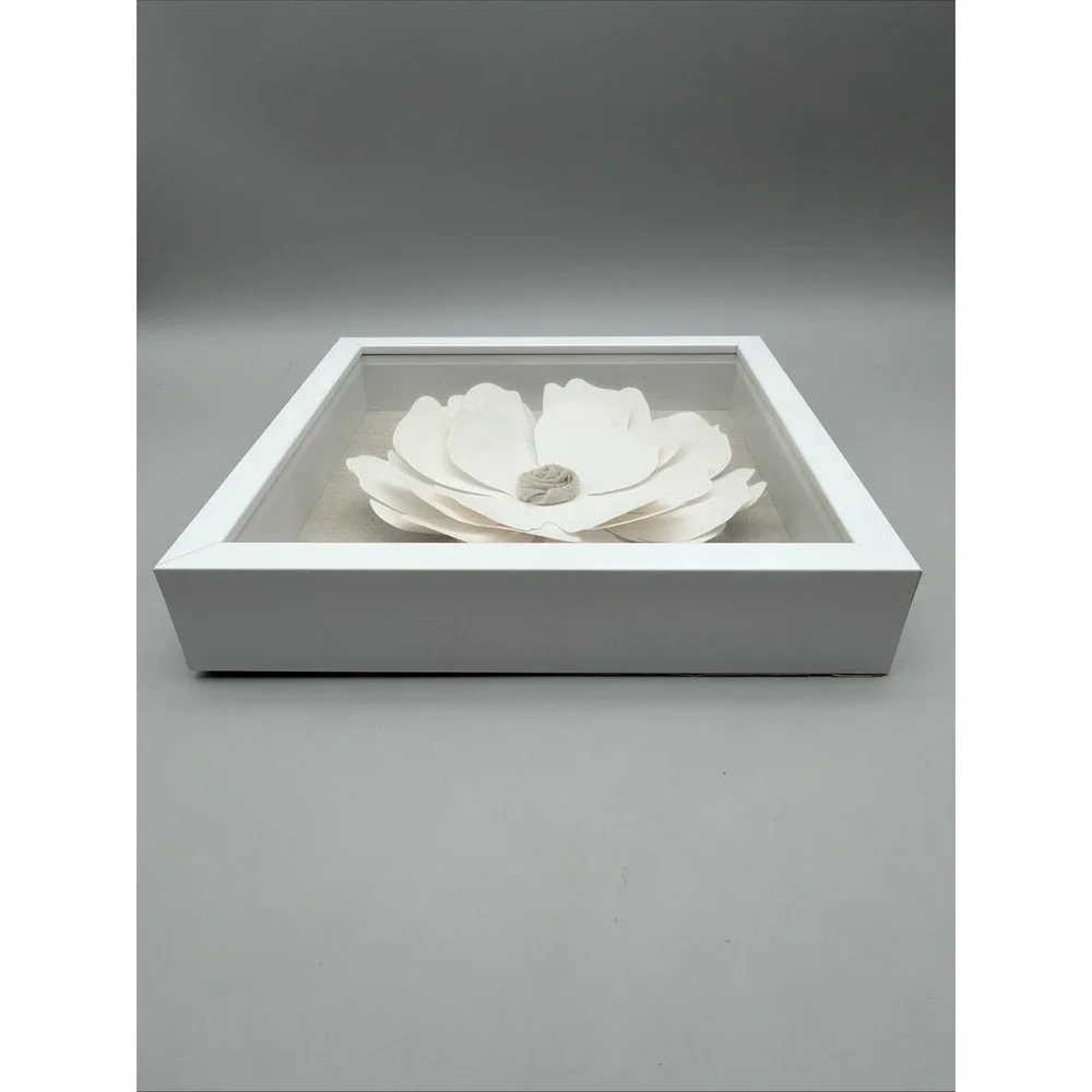 3D Floral Shadow Box Wall Art White Flower Farmhouse Cottage Decor 11