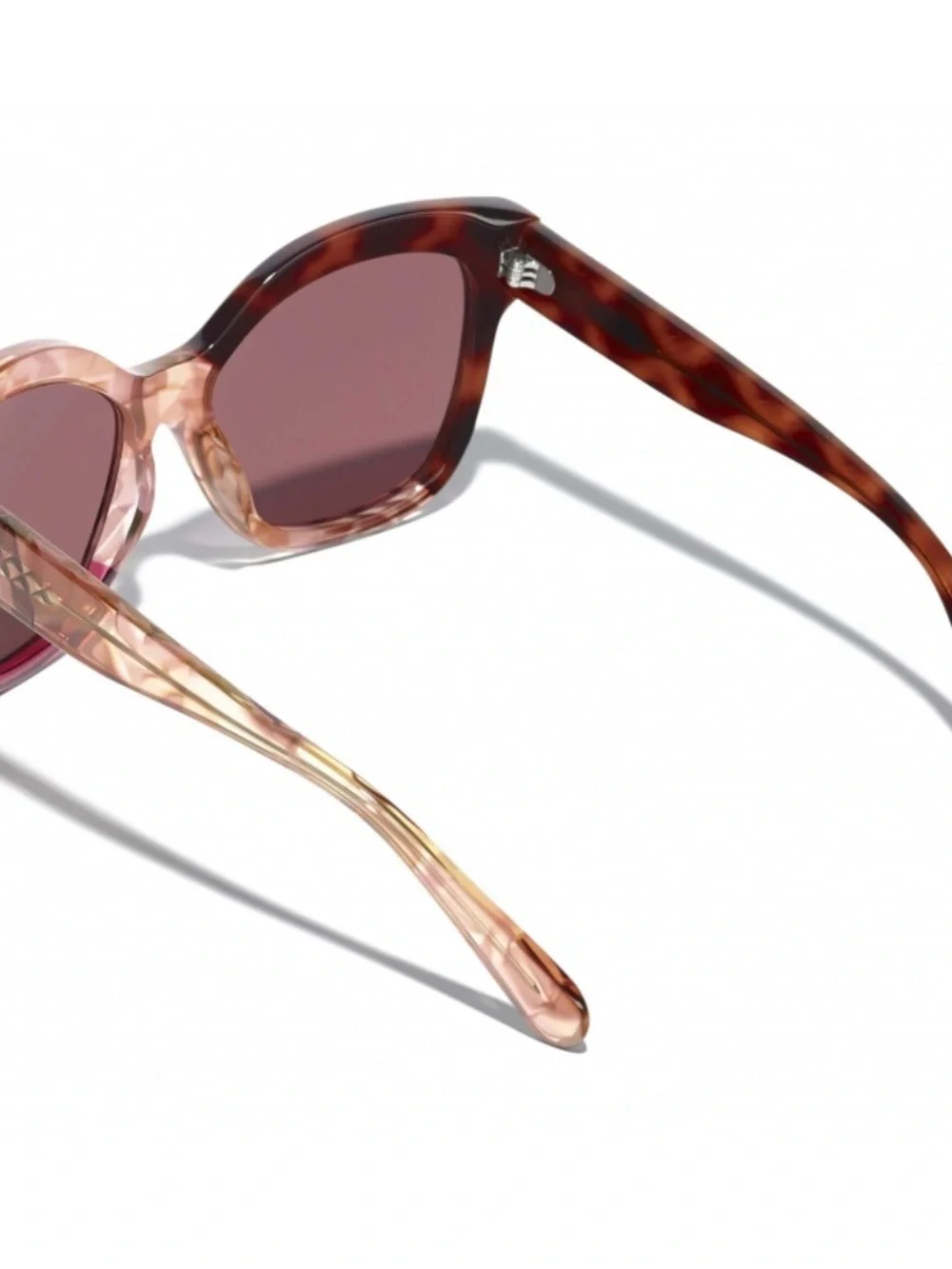 CHANEL Pink and Tortoiseshell Cat-Eye Sunglasses