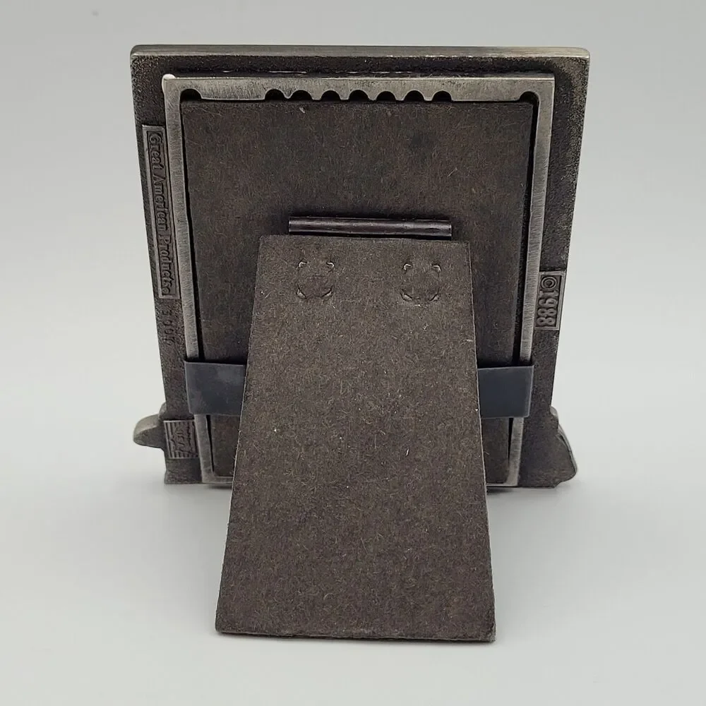 1988 Old World Pewter Firefighter Photo Frame Dalmation Axe Hat Wallet Size USA