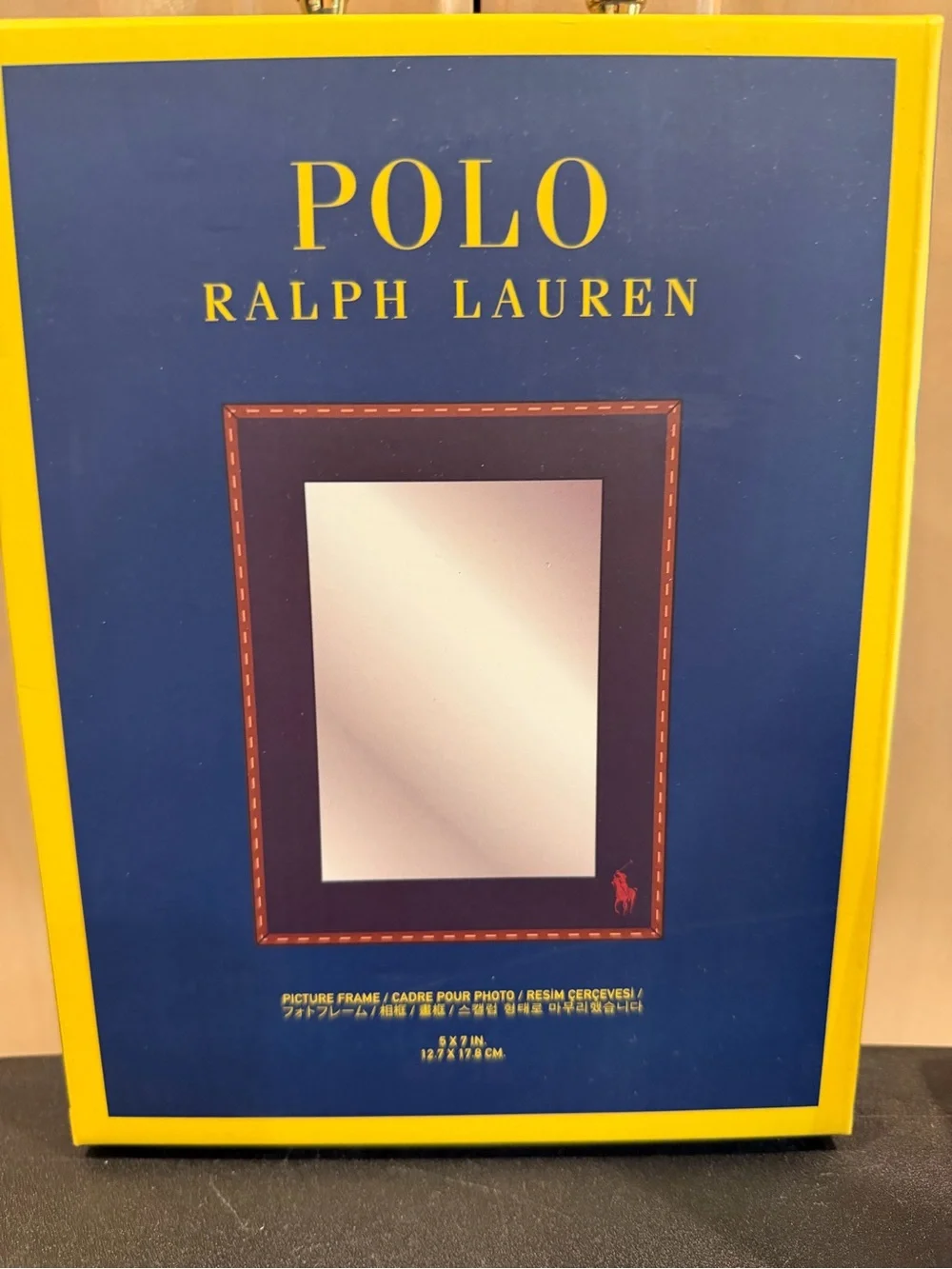Polo Ralph Lauren Navy Blue and Brown Picture Frame 5” x 7”