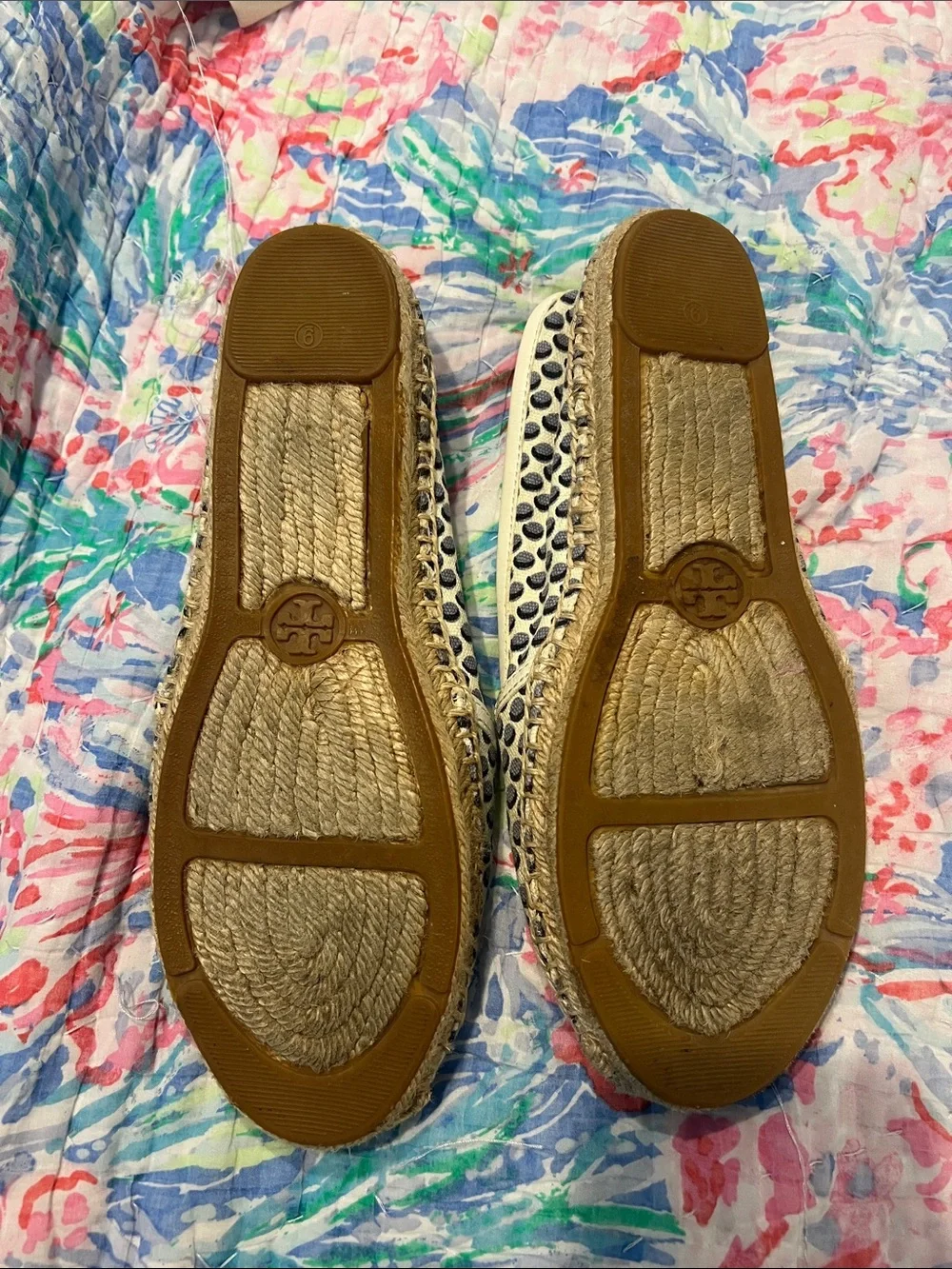 Tory Burch Angus Signature Logo Blue Espadrilles & Dust Bag 9M