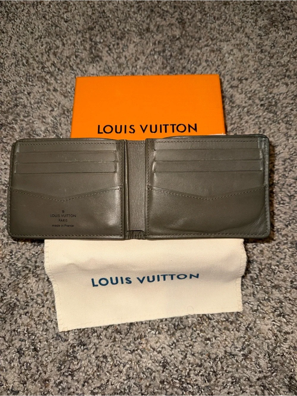 Louis Vuitton Monogram Embossed Bi-Fold Wallet - Olive Gray