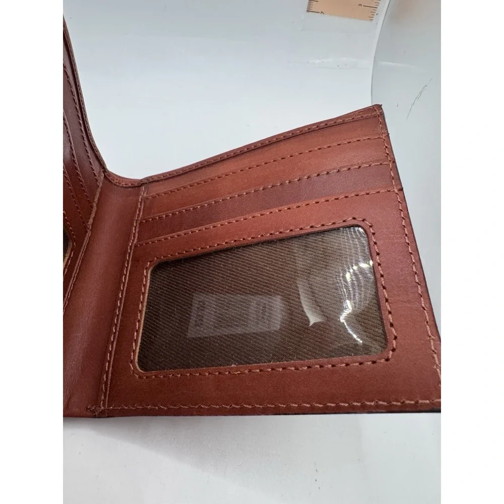Ranger Belt Company Mens Hand Tooled Leather Bifold Wallet Floral Brown HFW-079B