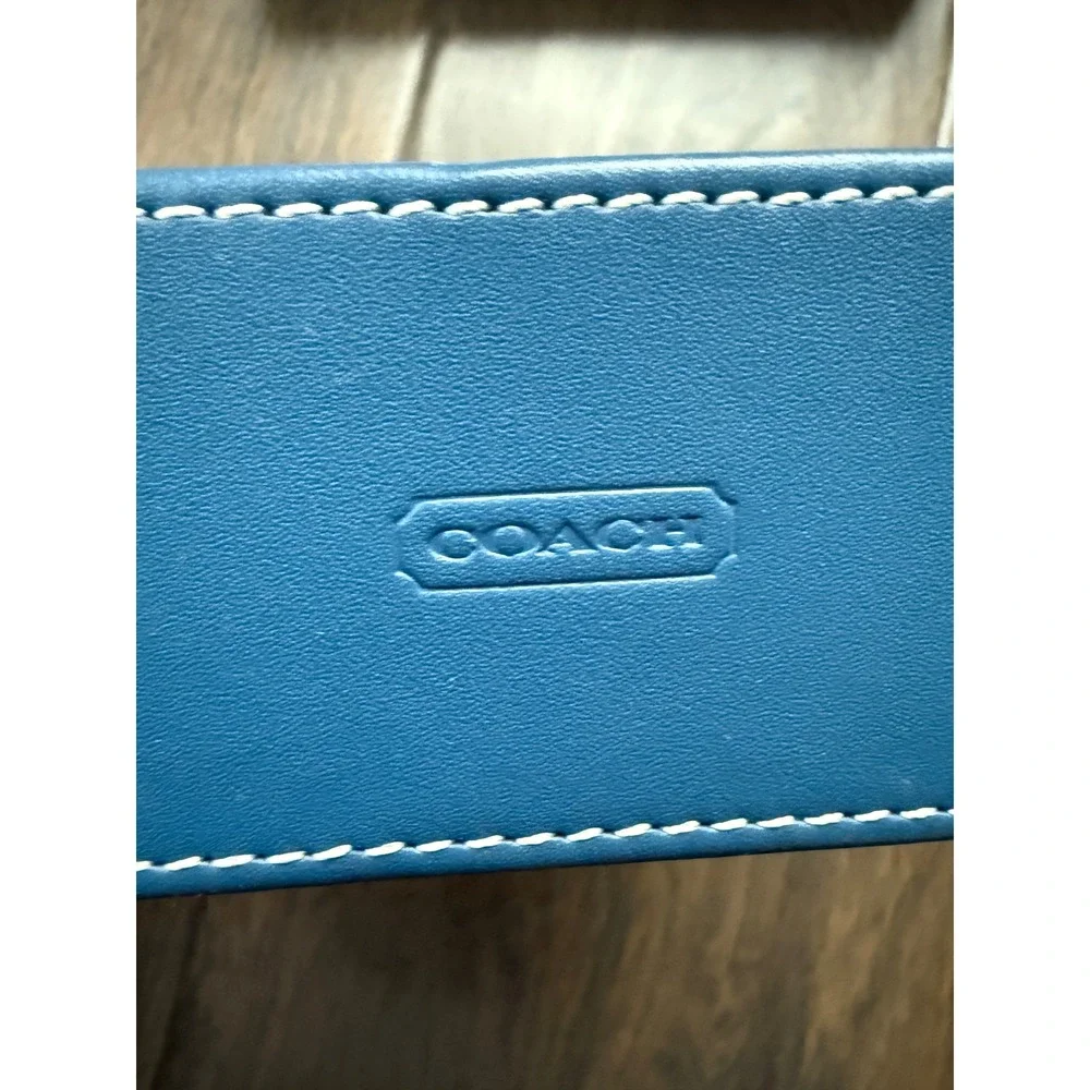 Coach Picture Frame Unisex OS Blue NEW Acrylic Leather 3x5 Stand H121BF Vintage‎