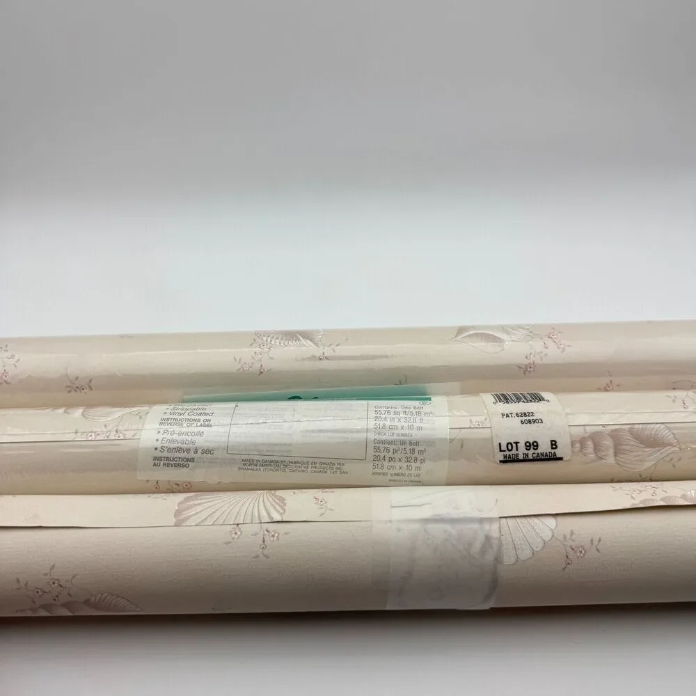 3 Vintage Norwall Signature Wallpaper 55.7sq ft Floral Seashell NOS 62822
