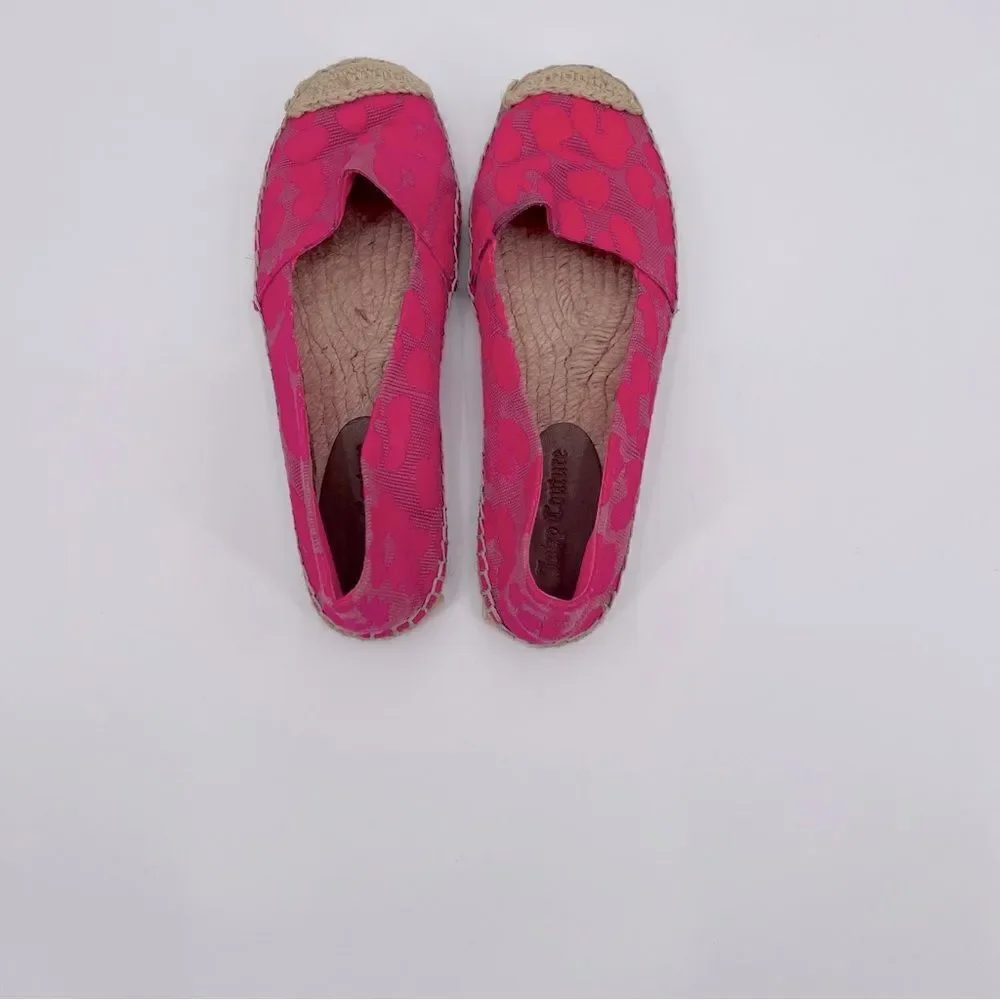 Juicy Couture Flats Canvas Espadrille Neon Pink Size 6