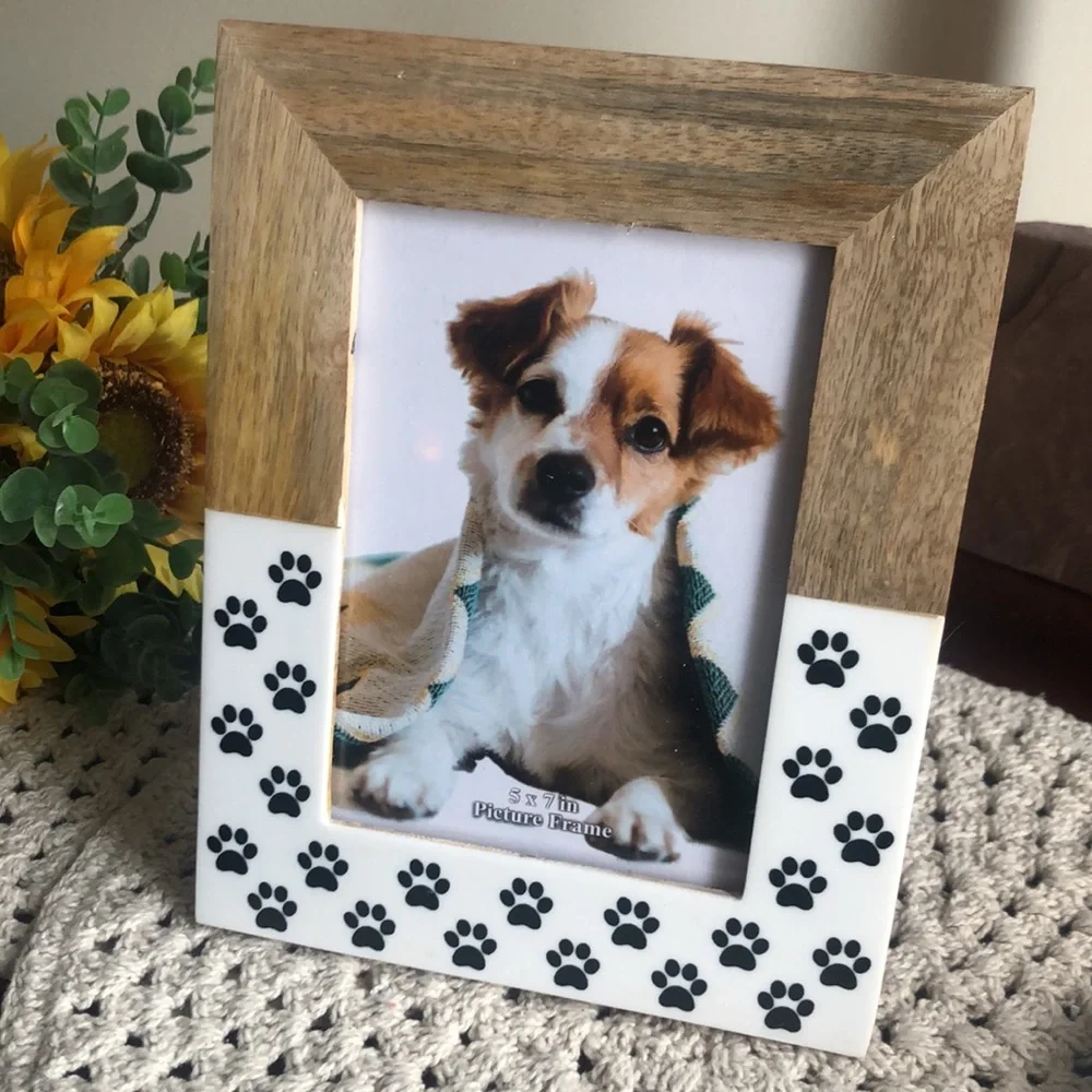 Wooden Picture Frame with Paw Print Design