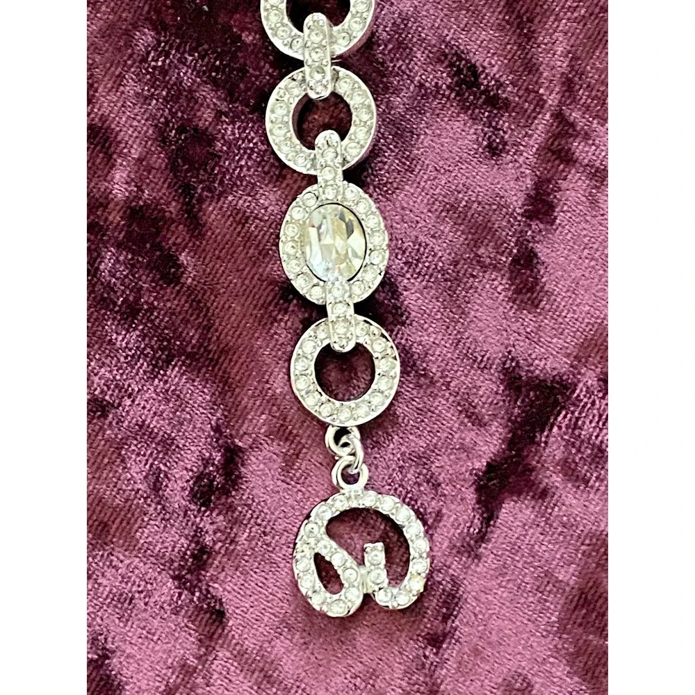 Vtg ST. JOHN Silver-tone CRYSTAL RHINESTONE Glamorous CHAIN BELT fits S-XL