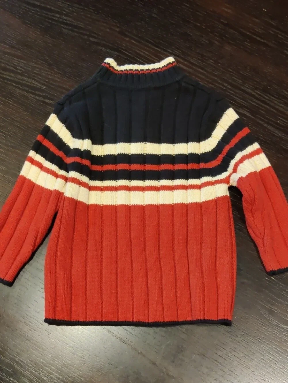 Kid's The Children's Place Red, Black & Cream Ribbed Half-Zip Sweater