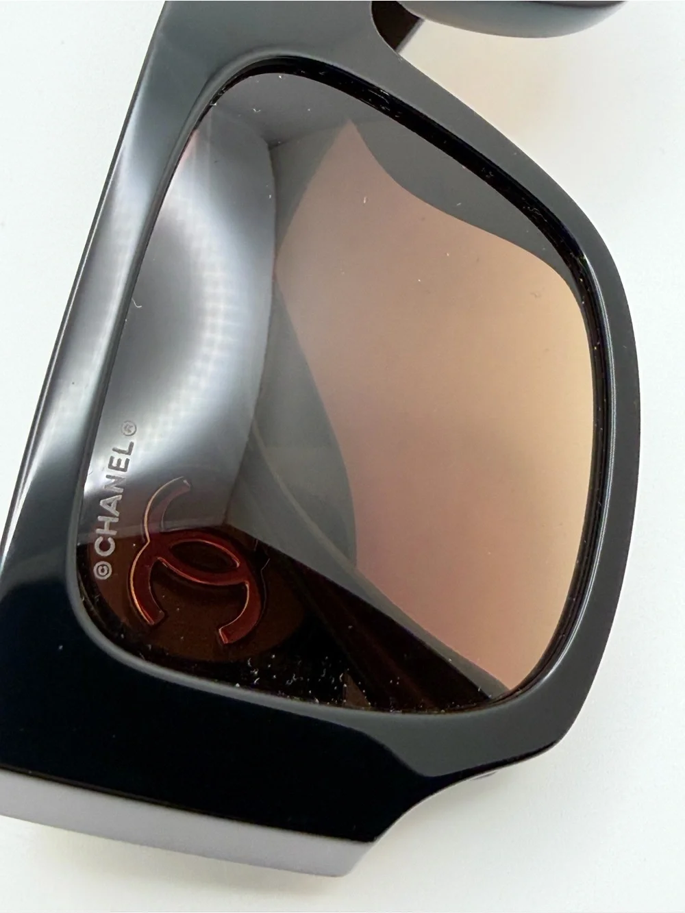 CHANEL Sunglasses Black 5549 C622/S5 Womens 55mm Square Brown Lens Gold CC