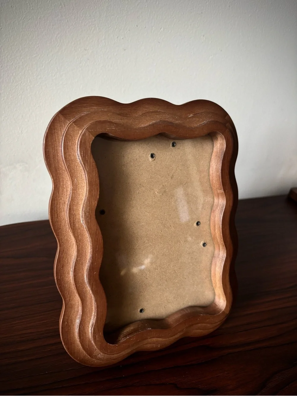 Rachel Zoe 5X7 scalloped retro wavy tiered design natural wood picture frame
