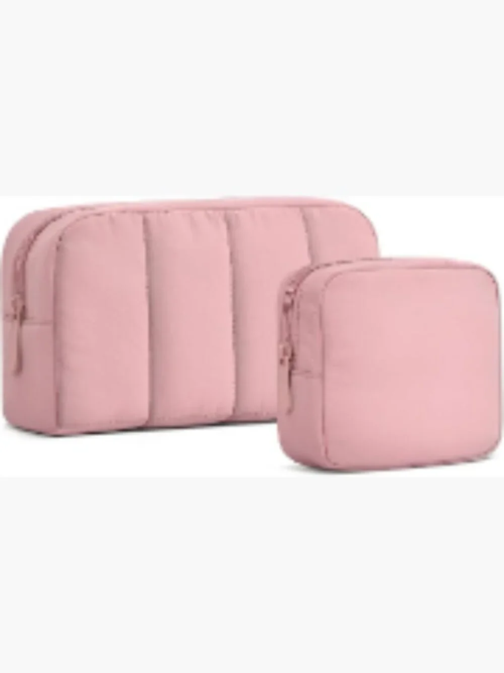 2 Pcs Padded Nylon Travel Cosmetic Bag Set Wide-Open Makeup Organizer Toiletry