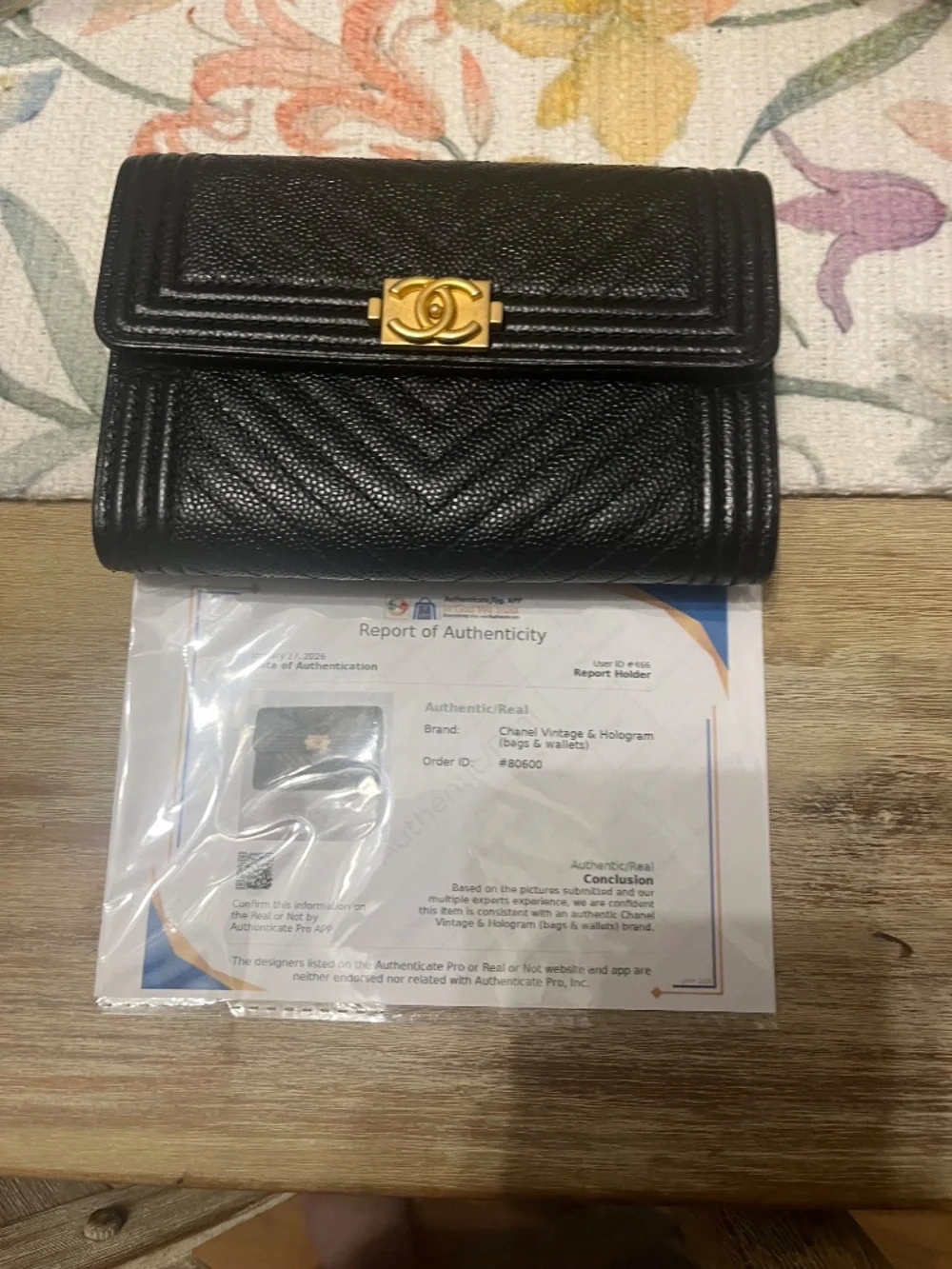 Chanel Boy Line Black Caviar Wallet
