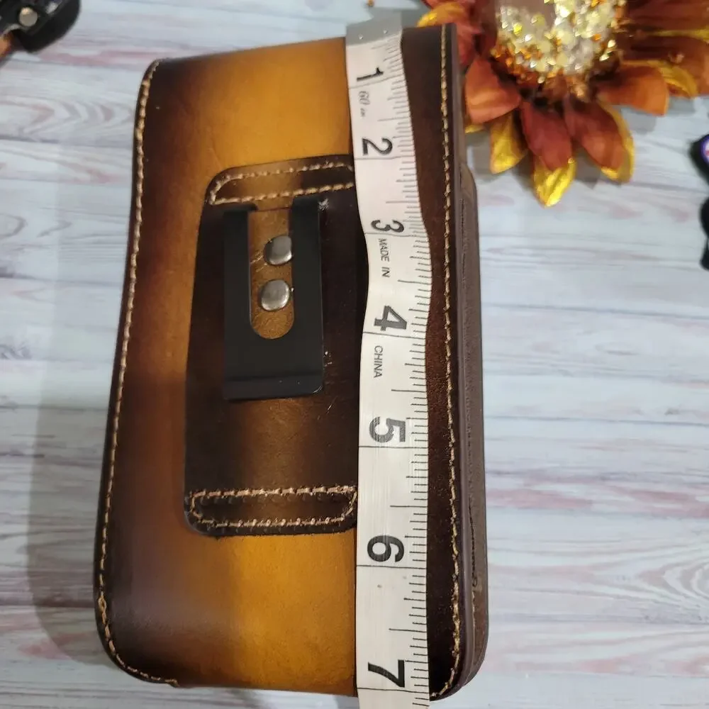 Longhorn Leather Phone Holstor With Belt Clip LARGE 7x4