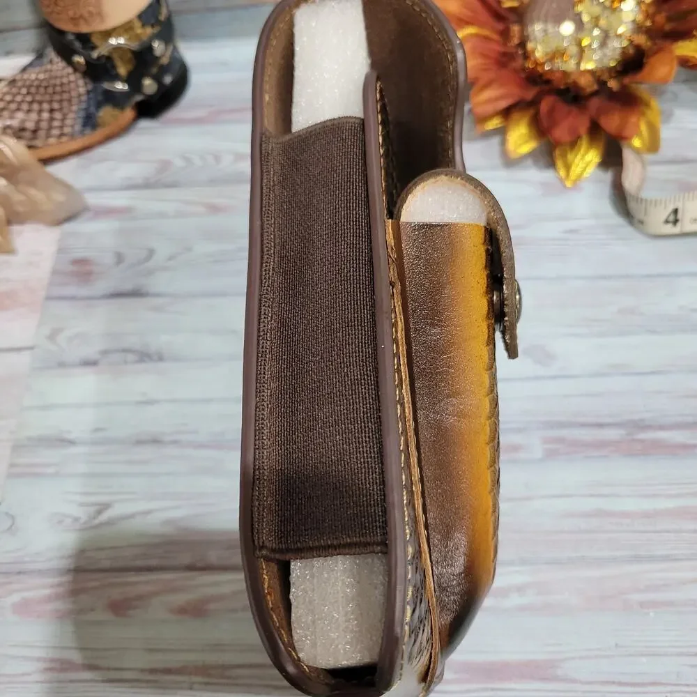 Longhorn Leather Phone Holstor With Belt Clip LARGE 7x4