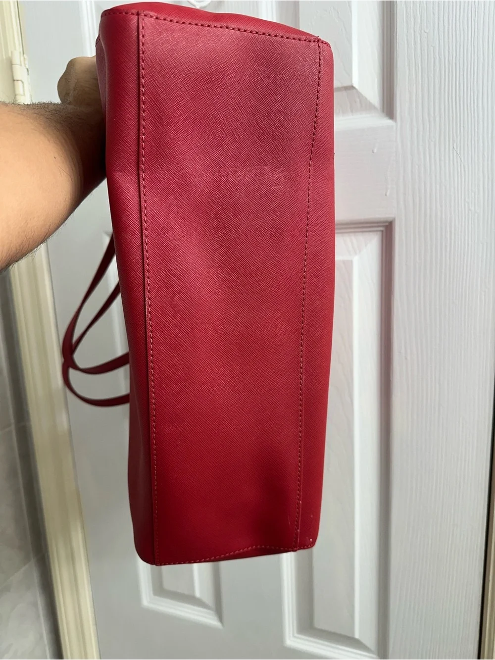 Tory Burch Cherry Red Saffiano Leather Tote