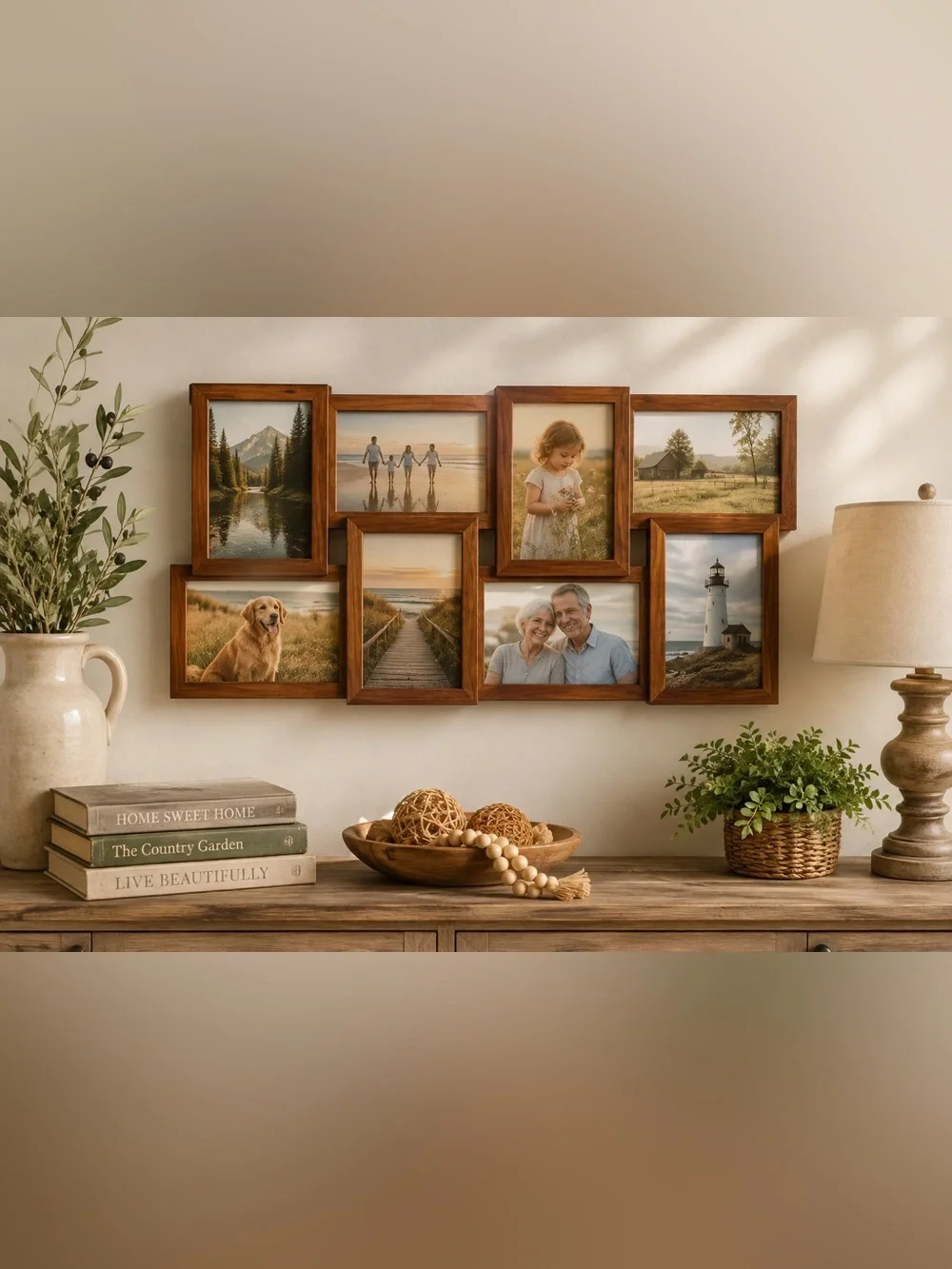 Wood 8-Opening Collage Picture Frame Wall Hanging 23