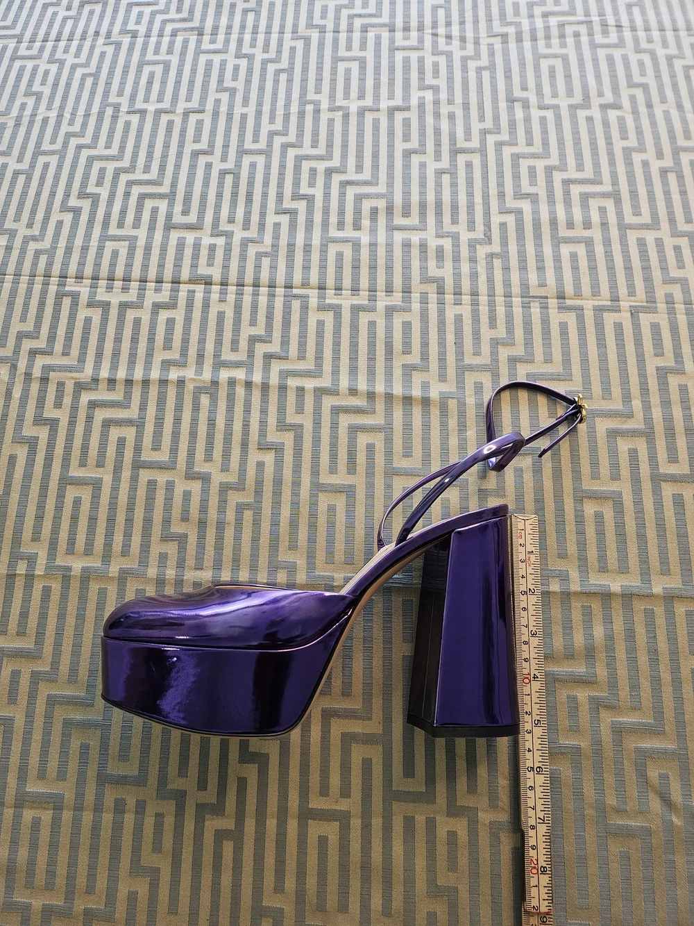 Gianvito Rossi Metallic Purple Platform Block Heel Pumps