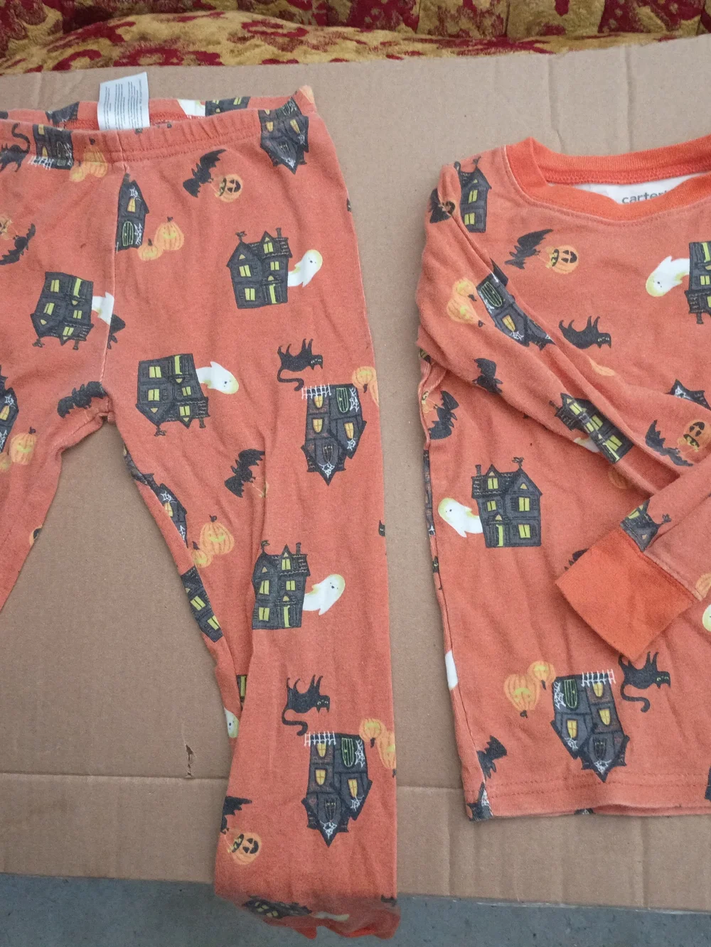 Carter's Orange Halloween Haunted House Pajama Set with Ghosts & Bats