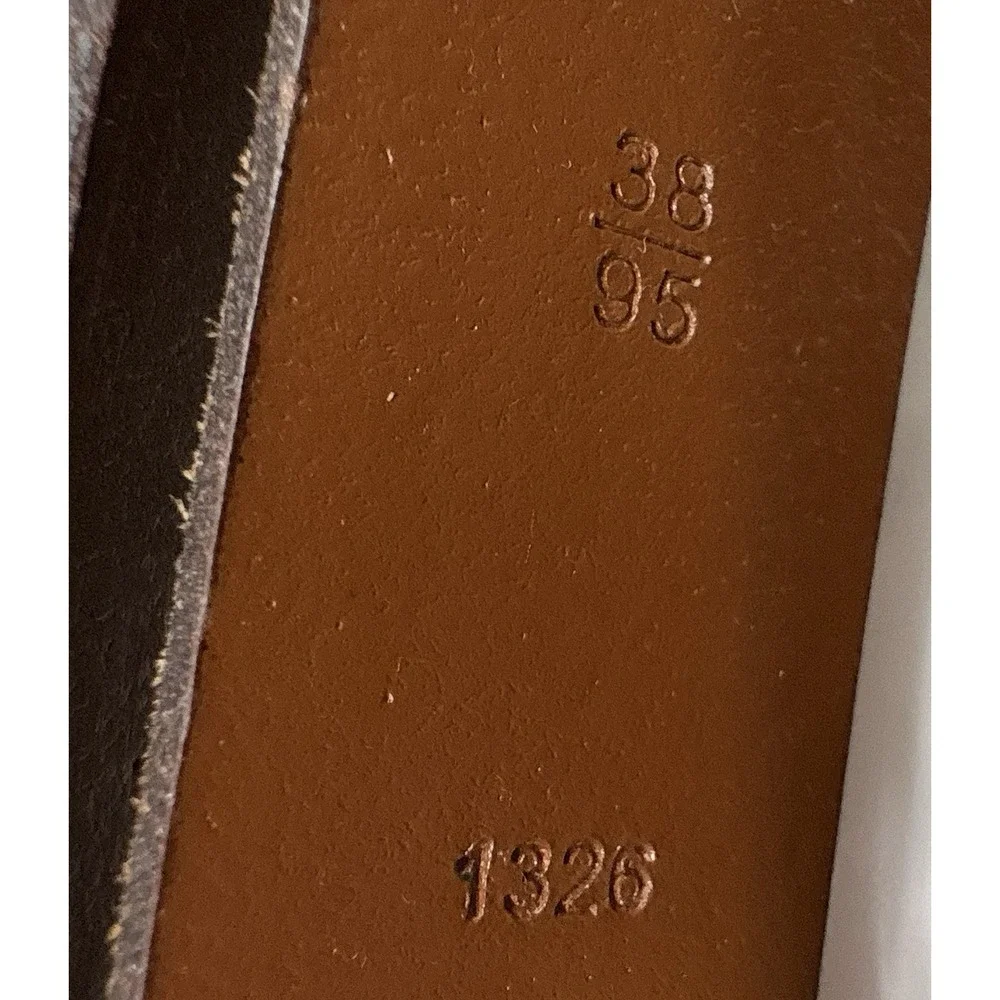 Polo Ralph Lauren Brown Leather Belt Brass Nameplate Plaque Buckle Men's 38