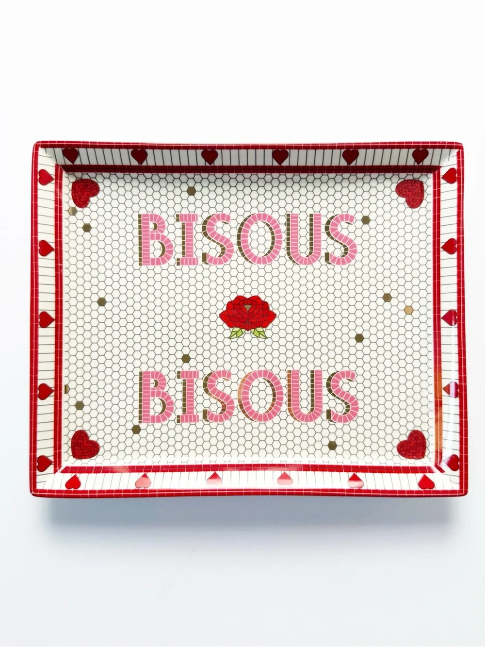Anthropologie The Bistro Tile Stoneware Vanity Tray - Valentine Edition