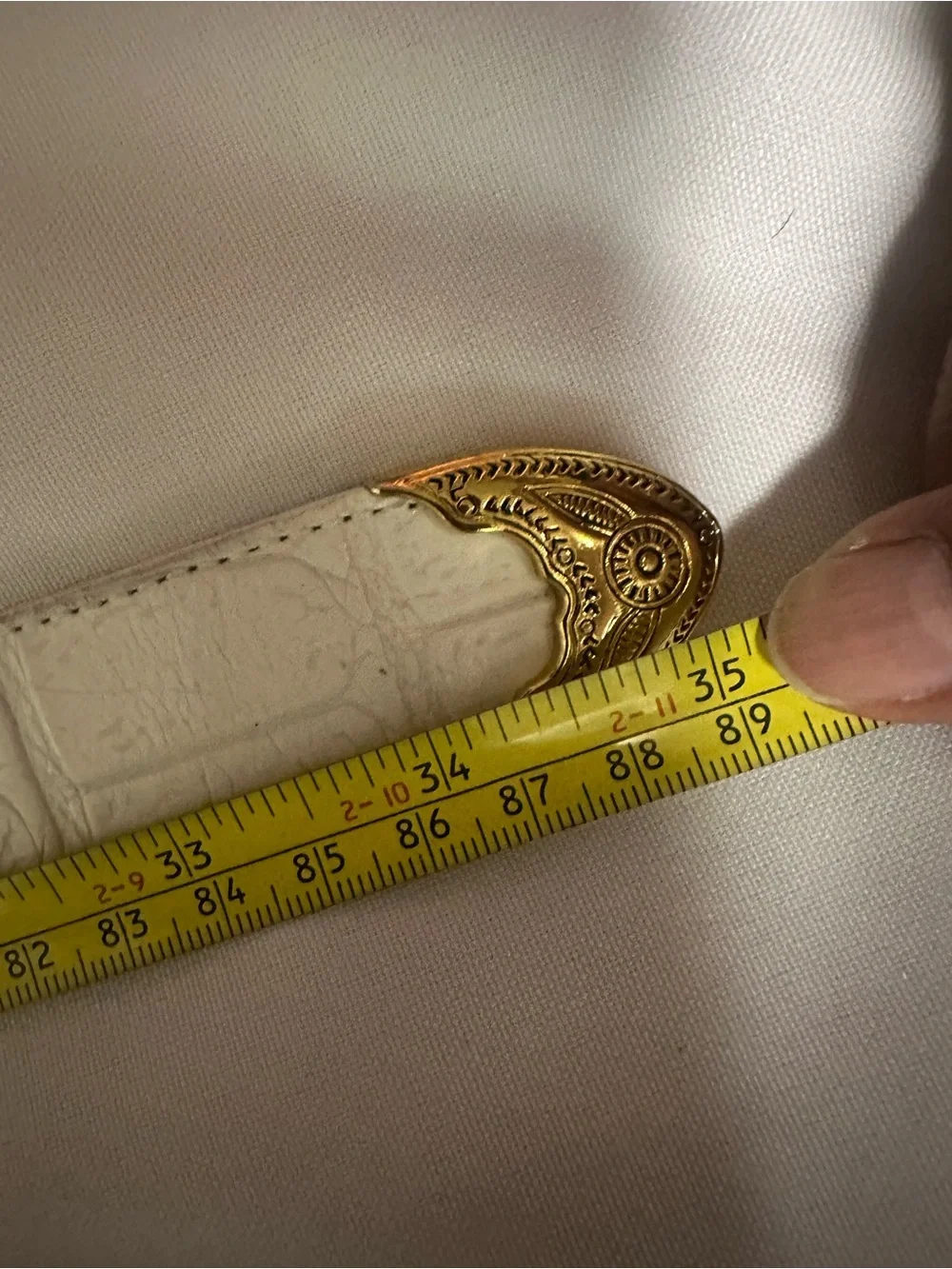 Michael Rose  White Leather women’s Belt with Gold Buckle size S/M