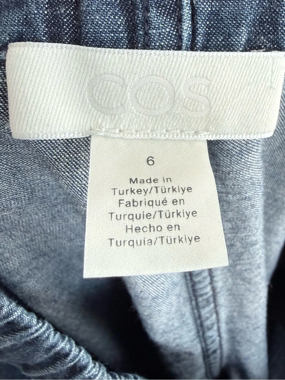 COS DENIM WIDE LEG DRAWSTRING PANTS 6 indigo LINEN BLEND MINIMALIST Casual