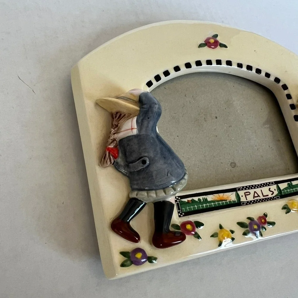 Vtg Mary Engelbreit Pals Ceramic Photo Frame 1994 Michel & Co Cottagecore Cute